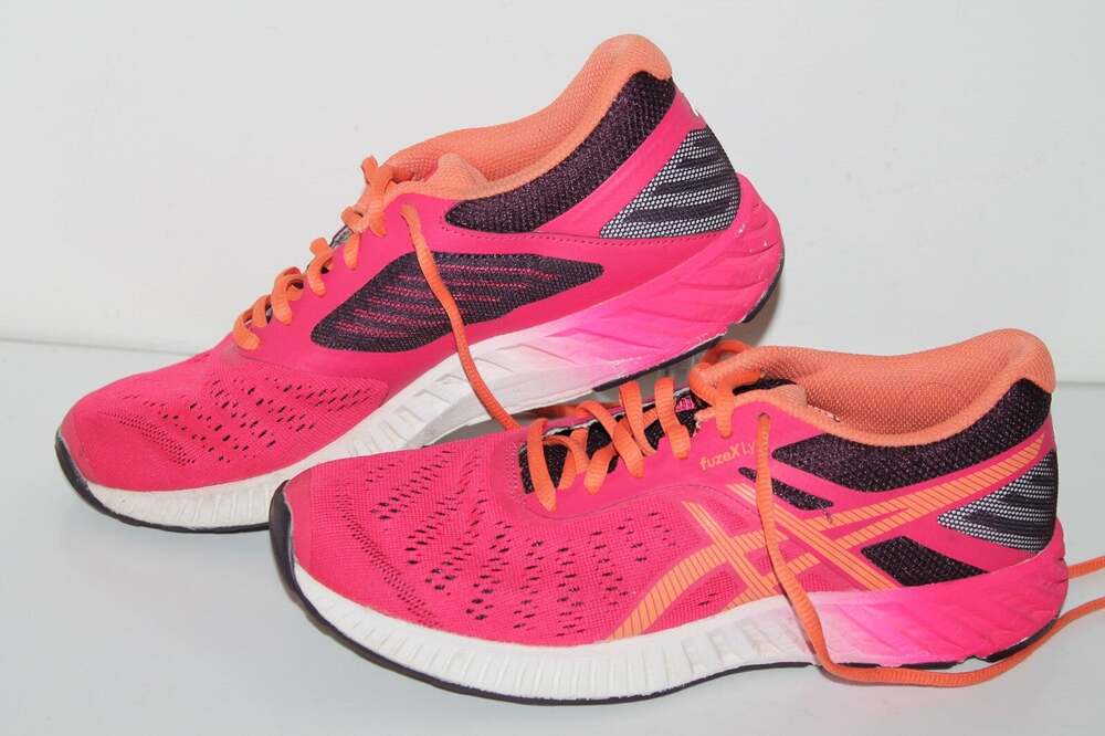 ASICS FuzeX Lyte Running Shoes, Womens 7.5, Pink Peach Burgundy, Sporty